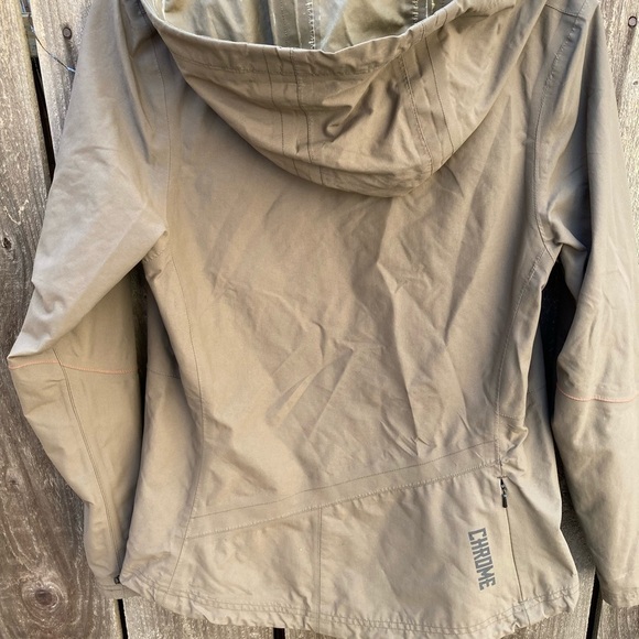 Women's Chrome Industries Camo LS Hooded Jacket M Windbreaker Full Zip Nylon - Picture 12 of 12